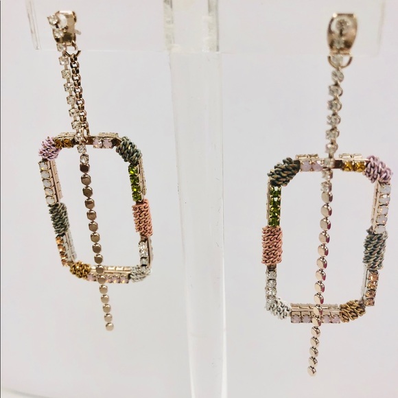 Designer Handmade Stunning Square &Chain Earrings-Boutique - Picture 2 of 4